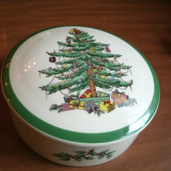 vintage spode santa tree covered dish. - Picture 1 of 3